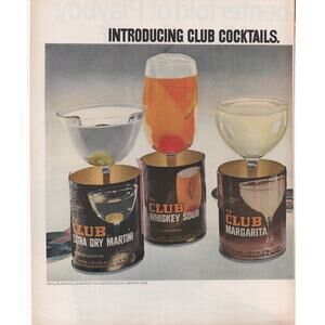 Club Cocktails Advertisement Vintage 1970s Alcohol Martini Whiskey Margarita